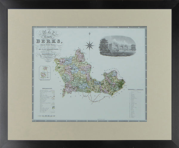 Berkshire Map by C & J Greenwood - Framed Print - 16"H x 20"W