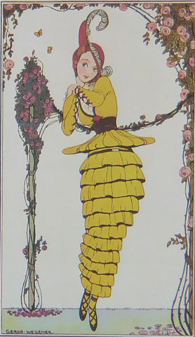Gerda Wegener Lady in yellow dress & red feathered hat