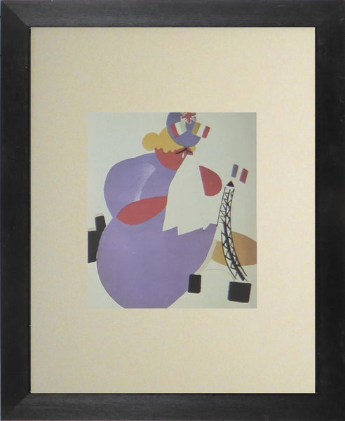 Abstract lady in purple with white handerkerchief