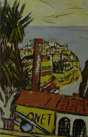 Monaco (Sea view with trees in foreground) Max Beckmann