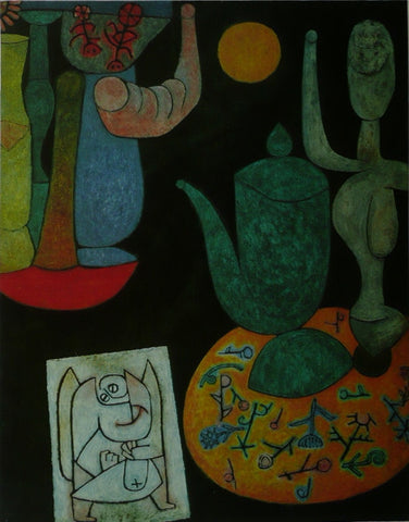 Still Life: Green coffee pot abstract Klee