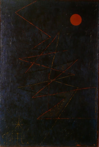 Red Moon on dark blue background Klee