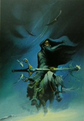Fantasy (Wizard transporting a Mythical weapon) In the Style of Fighting Fantasy 