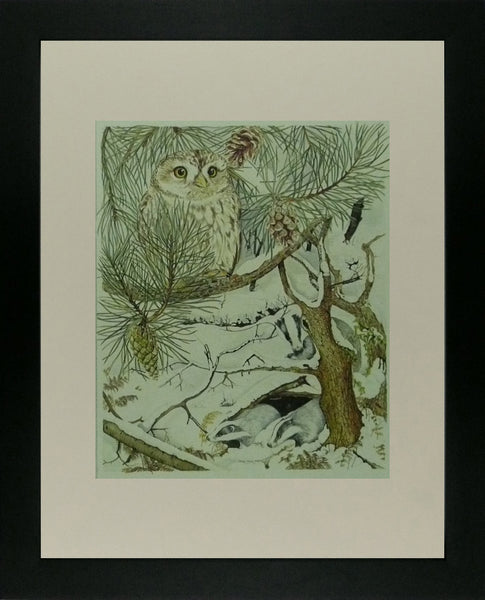 Winter Woodland (Owl and Badgers) 