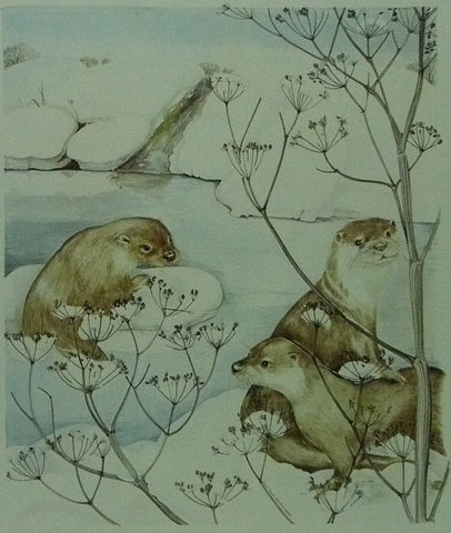 Winter Waterside (Otters) 
