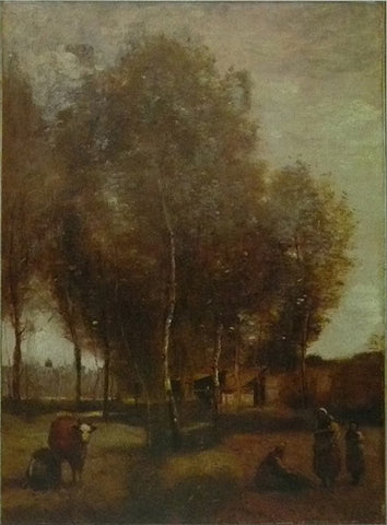St Catherine les Arras Fields with trees and cottages Jean Baptiste Camille Corot