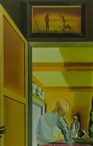 Gala and the Angelus of Millet before the imminent arrival of the conical anamorphoses (1933) Salvador Dali