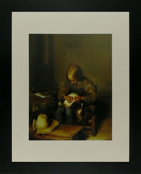 A boy ridding his dog of fleas Gerard ter Borch