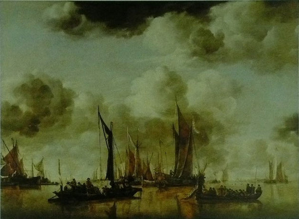 A shipping scene with a Dutch yacht firing a salute Jan van de Cappelle