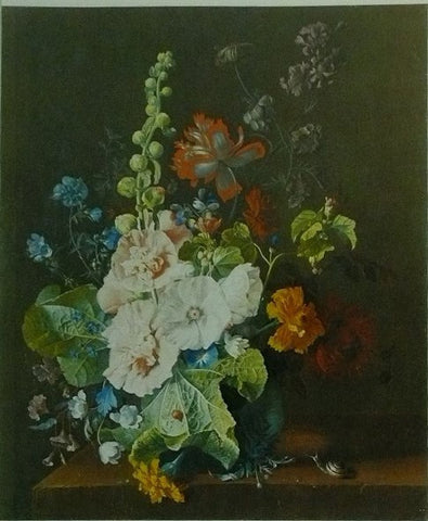 Hollyhocks and the other flowers in a Vase Jan van Huysum