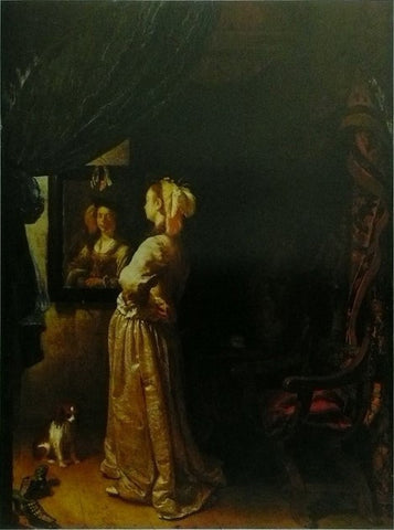A lady looking in a mirror Frans van Mieris