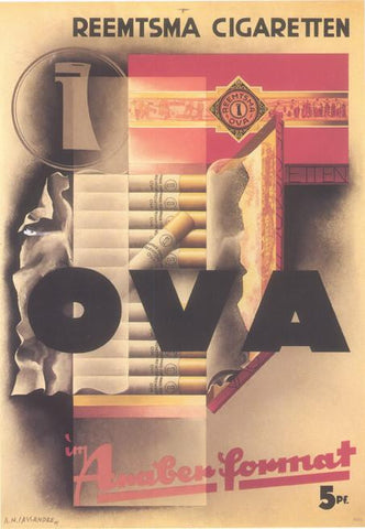 OVA Reemtsma Cigaretten 1929 Cassandre (Art Deco Advert)