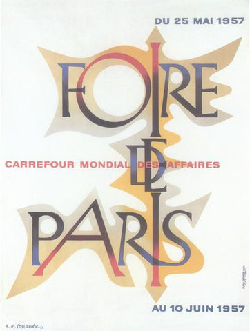 Foire de Paris Carrefour modial des Affaires 1957 Cassandre (Art Deco Advert)