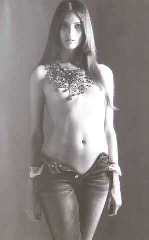 Topless Brunette with neckerchief & jeans (Glamour)
