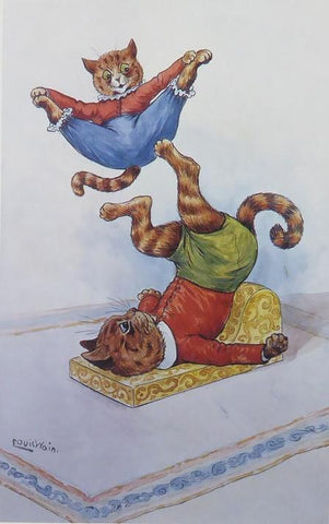 2 acrobatic cats Louis Wain