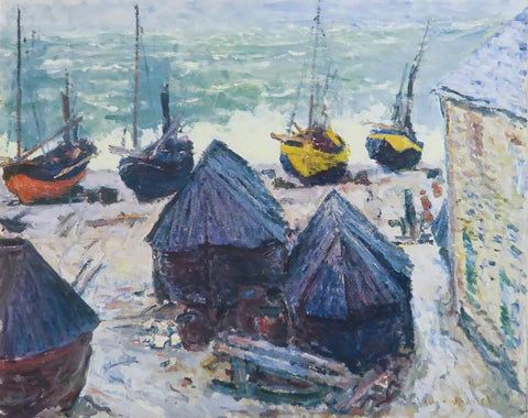Boats in Winter quarters Etretat Monet