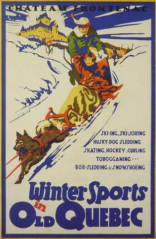 Winter sports in old Quebec Chateau Frontenac Framed Picture