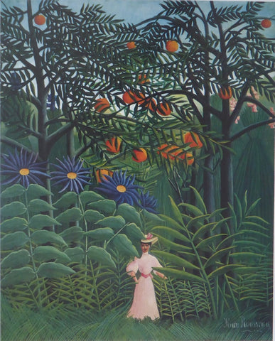 Woman walking in an Exotic Forest Rousseau