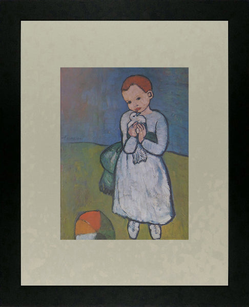 Child holding a Dove Picasso
