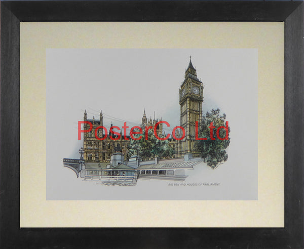 Big Ben and the Houses of Parliament - Framed Print - 11"H x 14"W