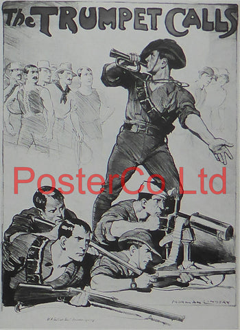WWI Propaganda Poster (Australian) - When the trumpet calls - Framed Picture - 14"H x 11"W