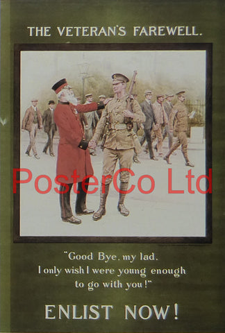 WWI Propaganda Poster (British) - The Veterans Farewell - Framed Picture - 14"H x 11"W