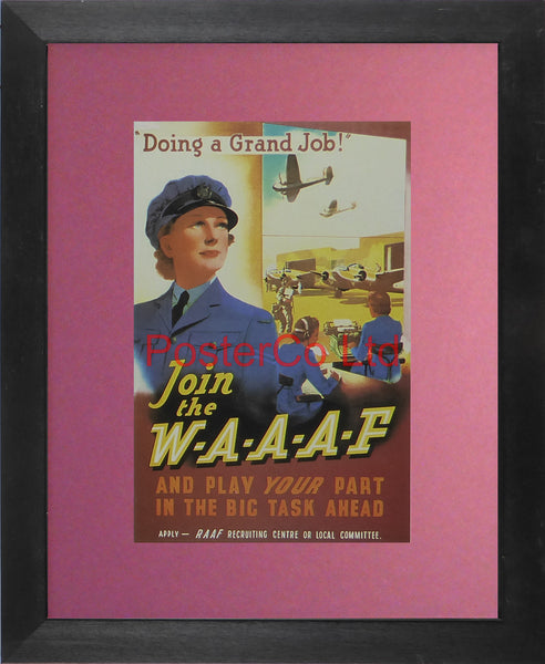 WWII Propaganda Poster (Australian) - Join the W-A-A-A-F - Framed Picture - 14"H x 11"W