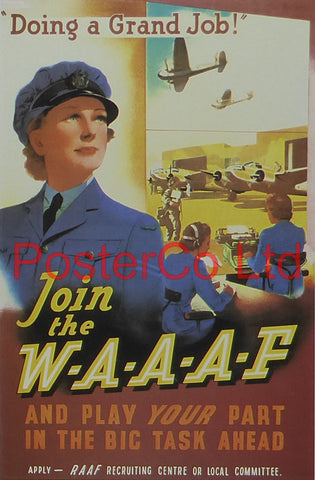 WWII Propaganda Poster (Australian) - Join the W-A-A-A-F - Framed Picture - 14"H x 11"W