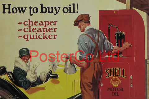 Shell Advert - How to Buy Oil (1925) - Tom Purvis - Framed Picture - 11"H x 14"W
