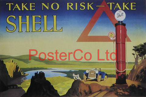 Shell Advert - Take No Risk - Take Shell (1928) - Framed Picture - 11"H x 14"W
