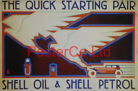 Shell Advert - The Quick Starting Pair Shell Studio (1928) - Framed Picture - 11"H x 14"W