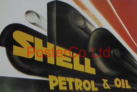 Shell Advert - Shell Petrol & Oil (1928) - Framed Picture - 11"H x 14"W