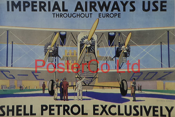 Shell Advert - Imperial Airways Use Shell Petrol (1929) - William Dacres Adams - Framed Picture - 11"H x 14"W