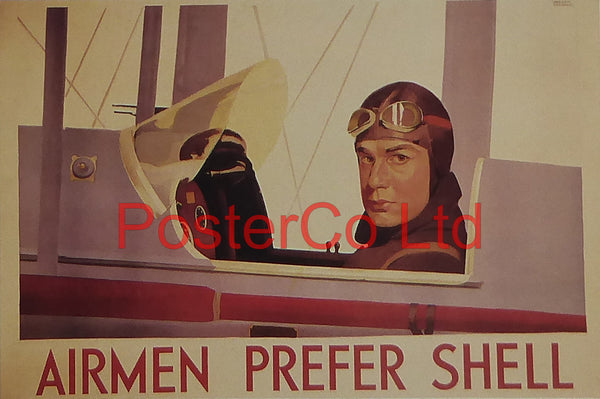 Shell Advert - Airmen prefer Shell (1930) - Andrew Johnson - Framed Picture - 11"H x 14"W