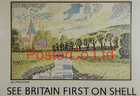 Shell Advert - See Britain First on Shell - Alfriston (1931) - Vanessa Bell - Framed Picture - 11"H x 14"W