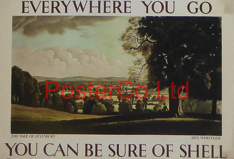 Shell Advert - Wherever you go you can be sure of Shell - The Vale of Aylesbury (1933) - Rex Whistler - Framed Picture - 11"H x 14"W