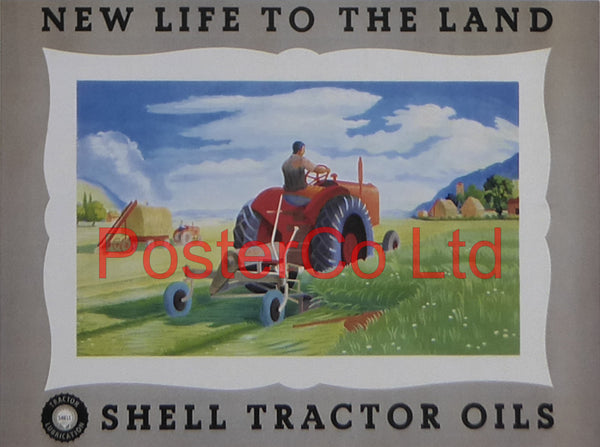 Shell Advert - New Life to the Land - Tractor Oil (1951) - Harold Hussey - Framed Picture - 11"H x 14"W