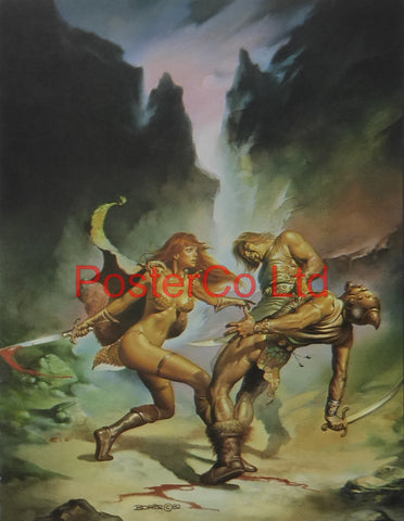 When Hell Laughs / Red Amazon - Boris Vallejo - Framed Plate - 14"H x 11"W