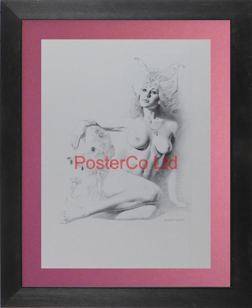 Unknown (Sitting Woman) - Boris Vallejo - Framed Plate - 14"H x 11"W