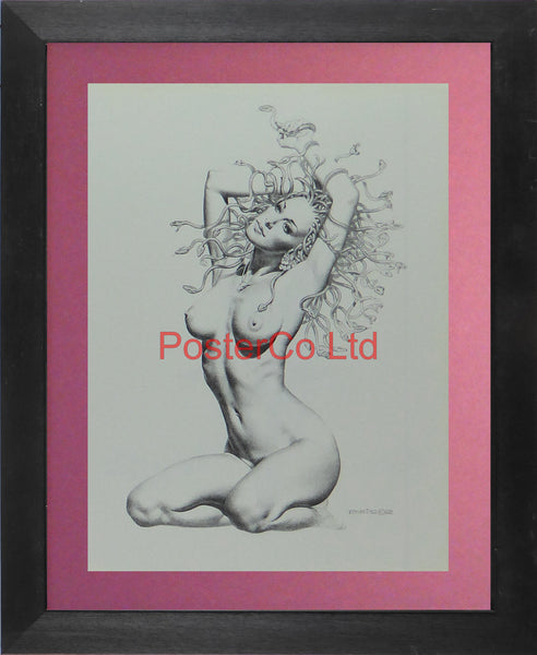 Kneeling Medusa - Boris Vallejo - Framed Plate - 14"H x 11"W