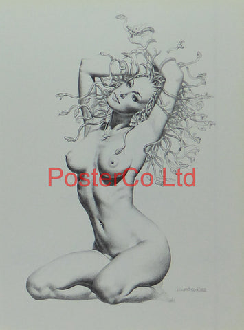 Kneeling Medusa - Boris Vallejo - Framed Plate - 14"H x 11"W