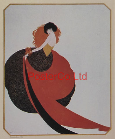 Vogue Magazine Cover Art - Lady in Red - Reinaldo Luza 1921 - Framed Plate - 14"H x 11"W