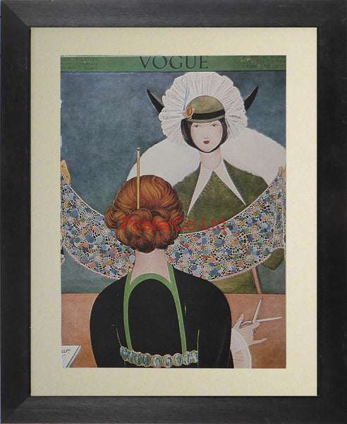 Vogue Magazine Cover Art - Unknown Issue and year - Framed Plate - 14"H x 11"W