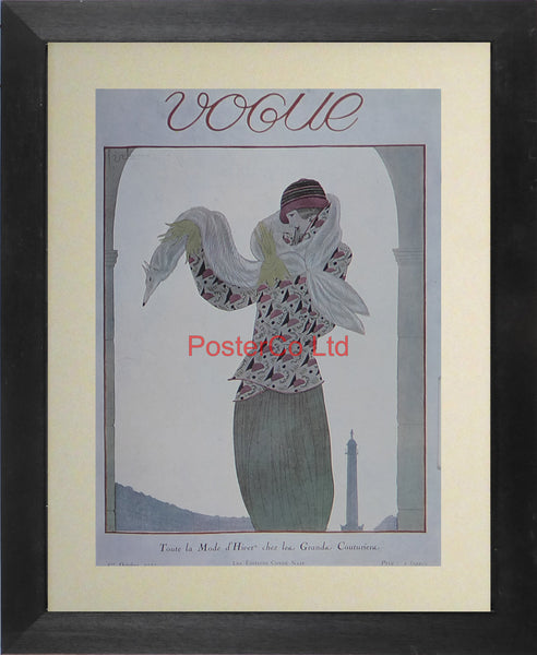 Vogue Magazine Cover Art - Toute la Mode d'Hiver chez Granda Couturiera - Framed Plate - 14"H x 11"W