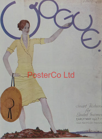 Vogue Magazine Cover Art - Smart fashion for limited income, May 1927 - Framed Plate - 14"H x 11"W