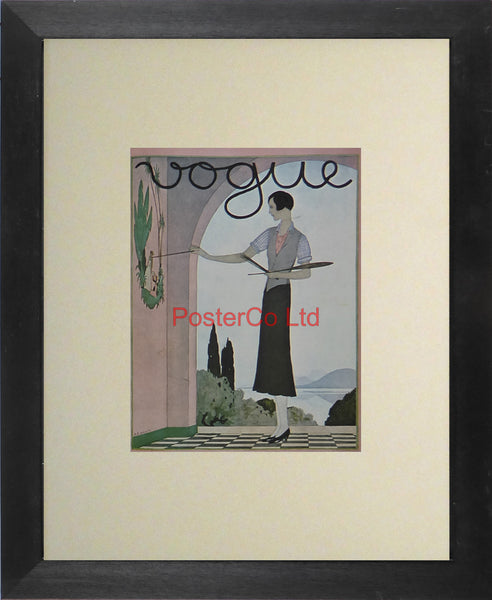 Vogue Magazine Cover Art - Paris fashions - Framed Plate - 14"H x 11"W