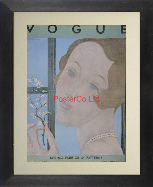 Vogue Magazine Cover Art - Spring fabrics & patterns - Framed Plate - 14"H x 11"W