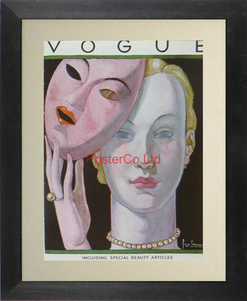 Vogue Magazine Cover Art - Special Beauty Articles - Framed Plate - 14"H x 11"W