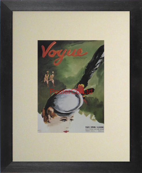 Vogue Magazine Cover Art - Paris spring fashions March 1940 - Framed Plate - 14"H x 11"W