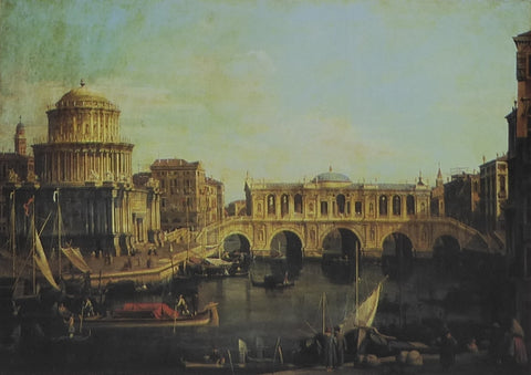 Capriccio: the Grand Canal, with an Imaginary Rialto Bridge and Other buildings Cannaletto